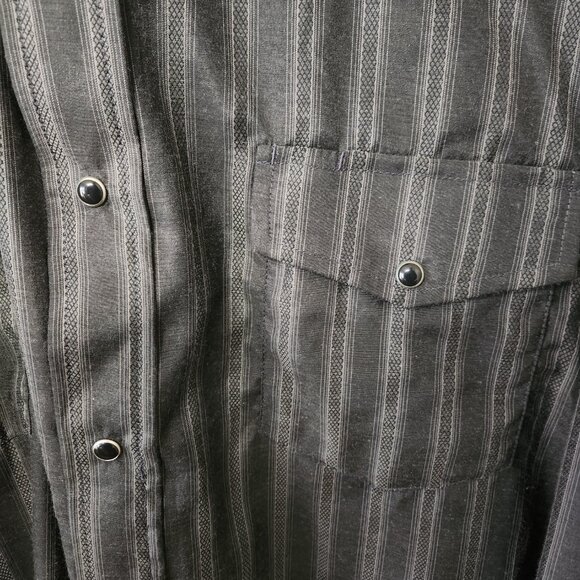 Roper Men’s XL Western Snap Shirt Black Gray Stripe - Picture 5 of 7